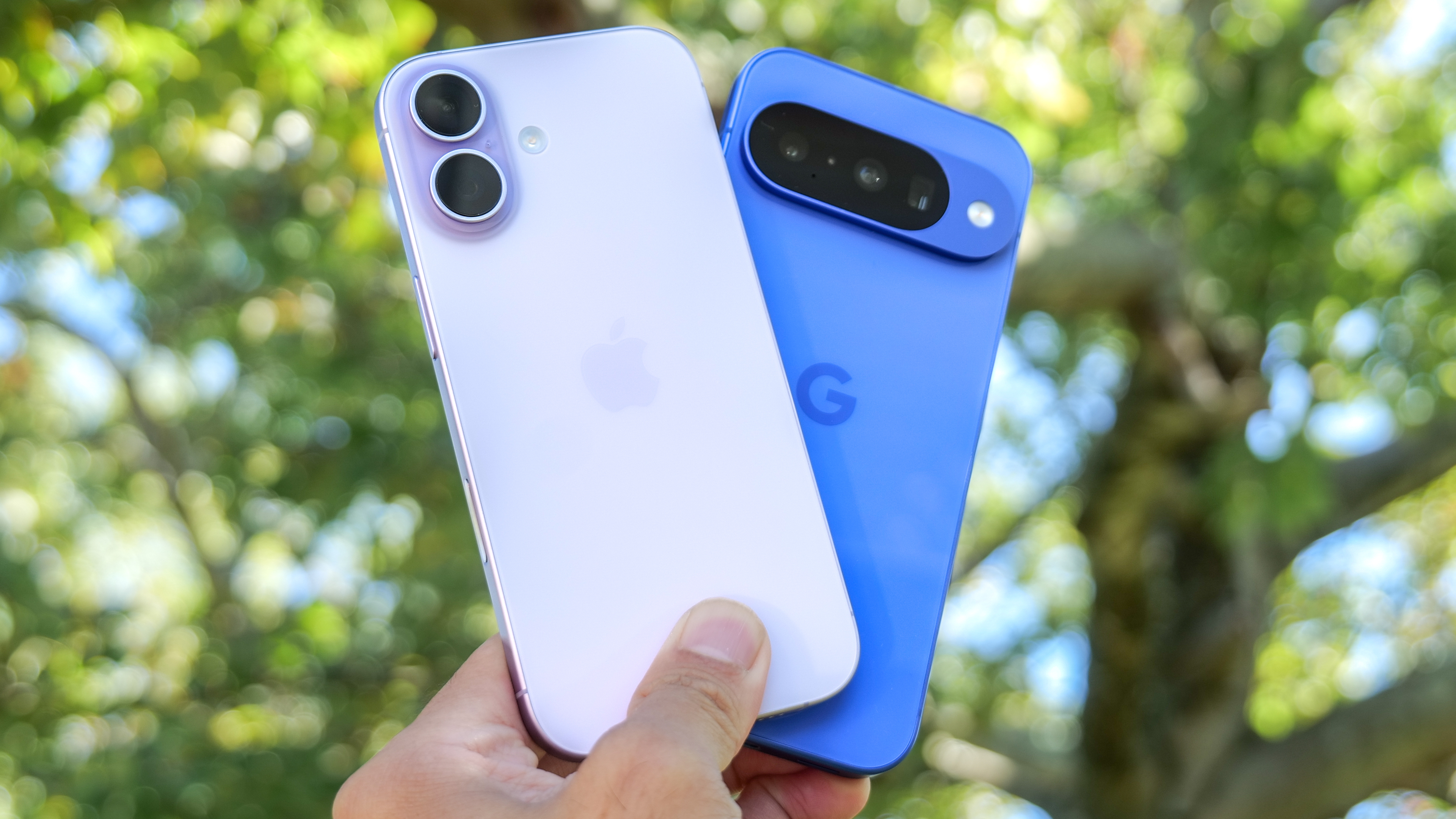 iPhone 17 vs Pixel 10 held in the hand.