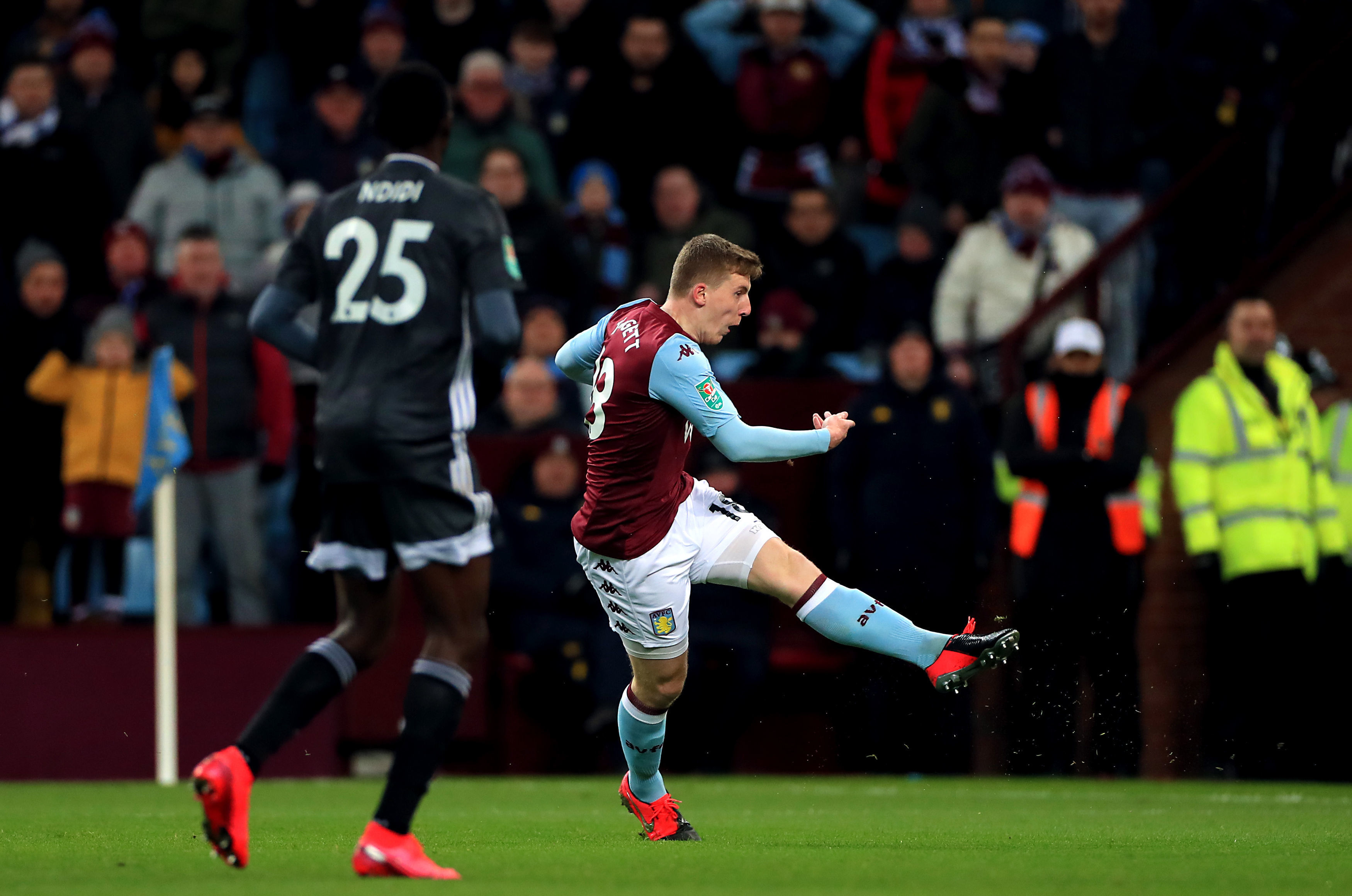 Matt Targett fired Villa ahead against Leicester