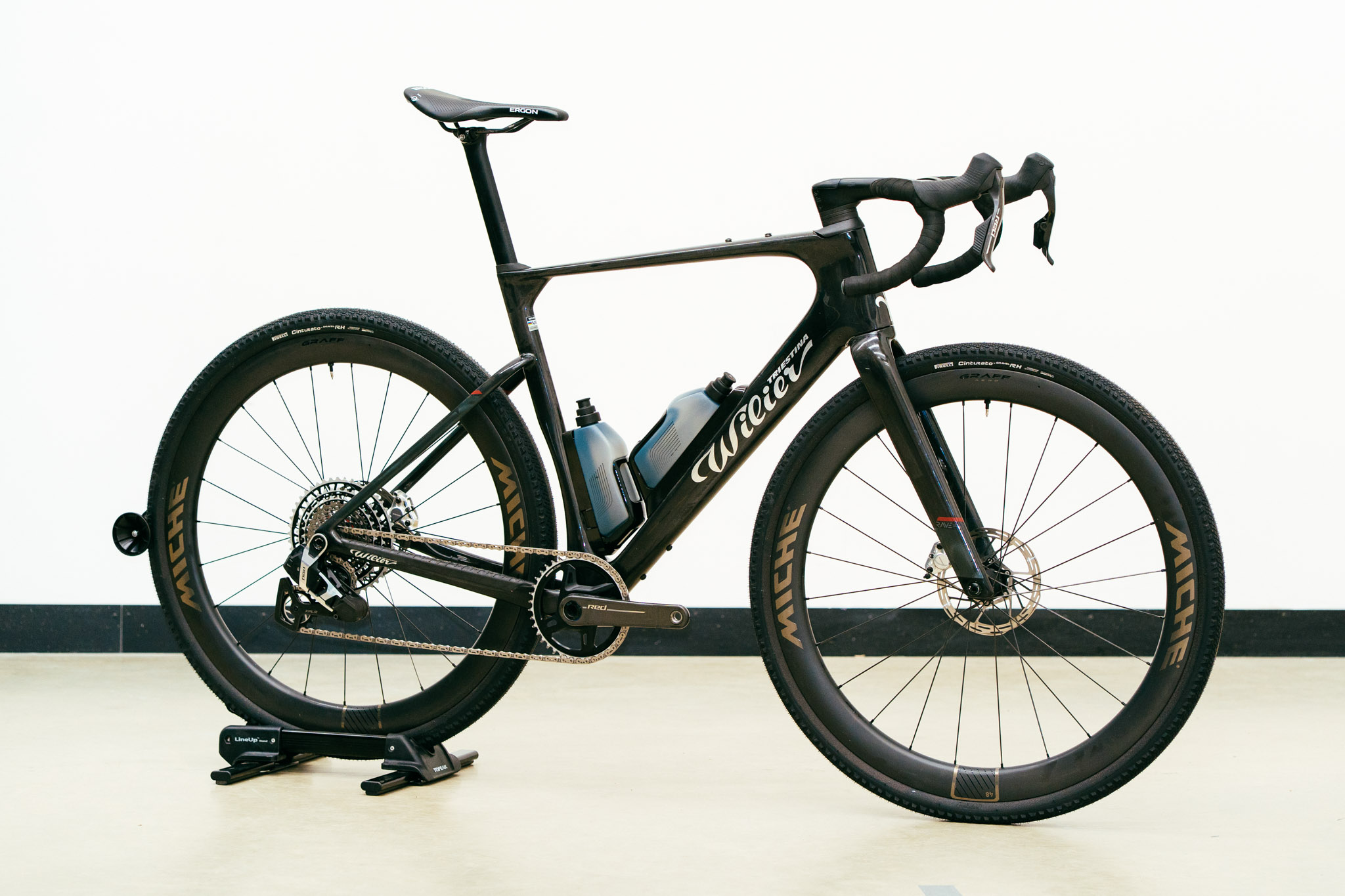A bike stands against a white background