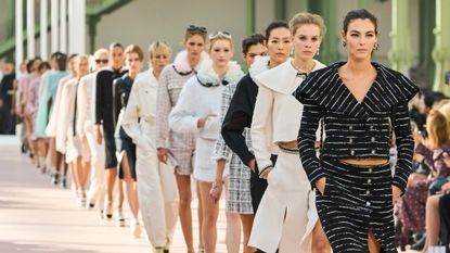 A photo of Chanel&#039;s finale at the spring summer 2025 show at the Grand Palais in Paris.