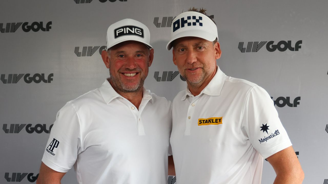 Lee Westwood and Ian Poulter pose for pictures as part of Majesticks Golf Club in LIV Golf
