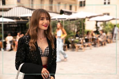 A production still of Lily Collins in Emily in Paris season 3
