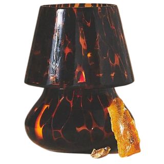 Cheena Petite Ambered Topaz Glass Mushroom Lamp Candle