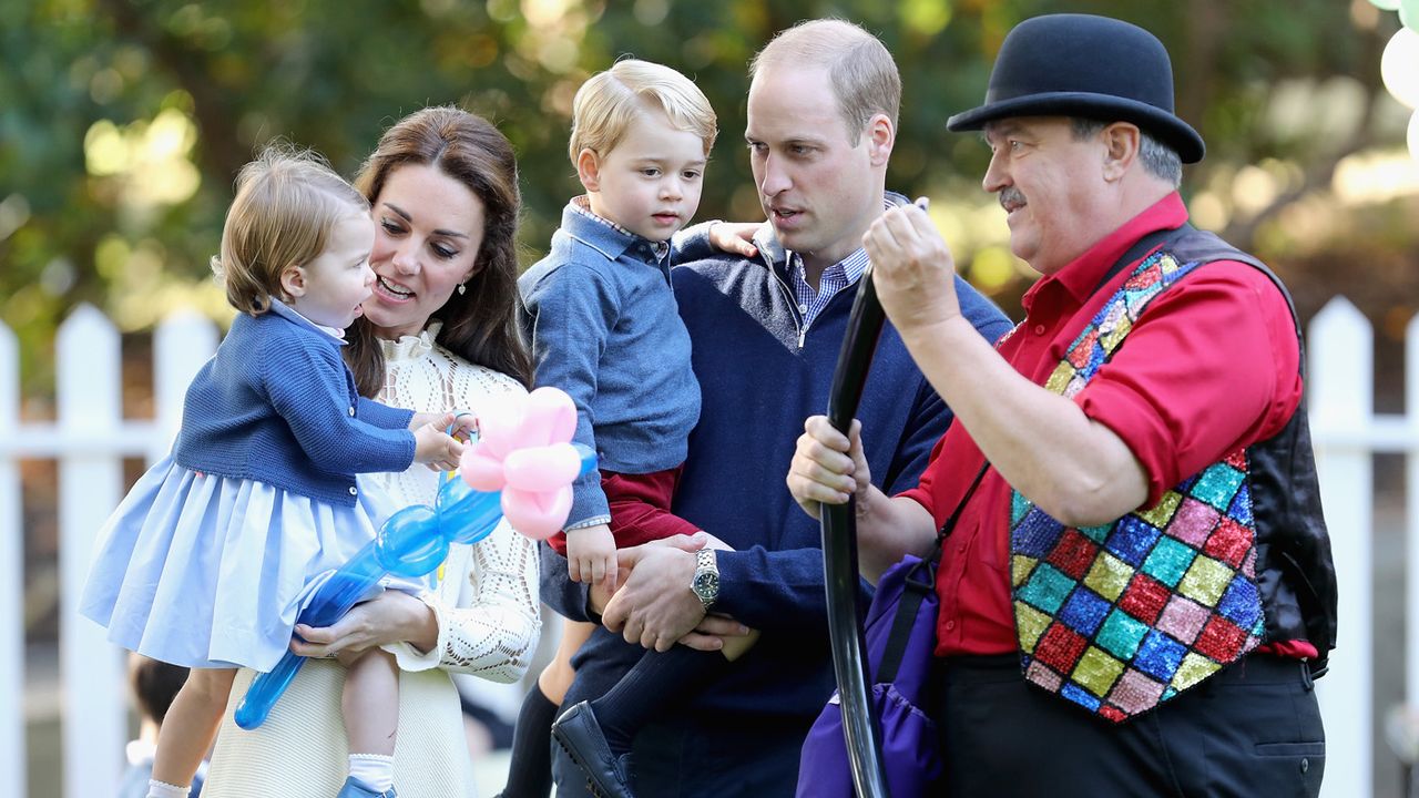 VICTORIA, BC - SEPTEMBER 29:Catherine, Duchess of Cambridge, Princess Charlotte of Cambridge and Prince George of Cambridge, Prince William, Duke of Cambridge at a children's party for Milita