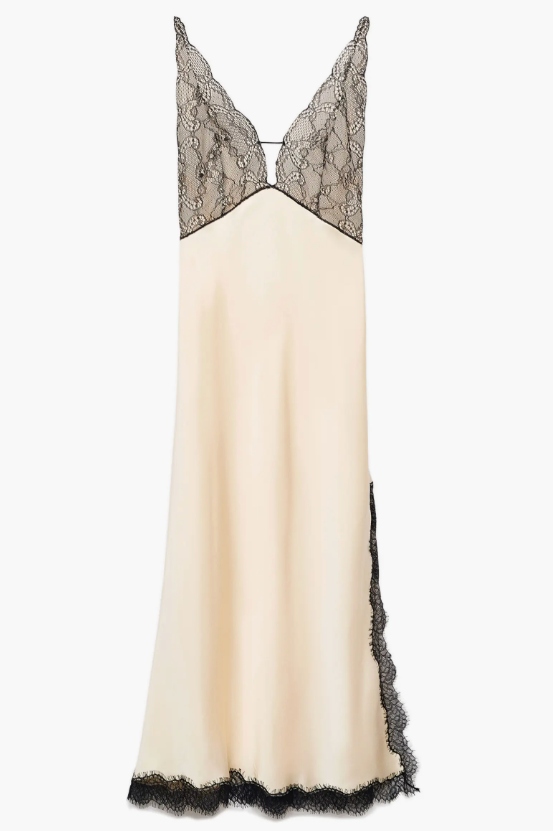 Mango , Selection Lace Trim Satin Slipdress