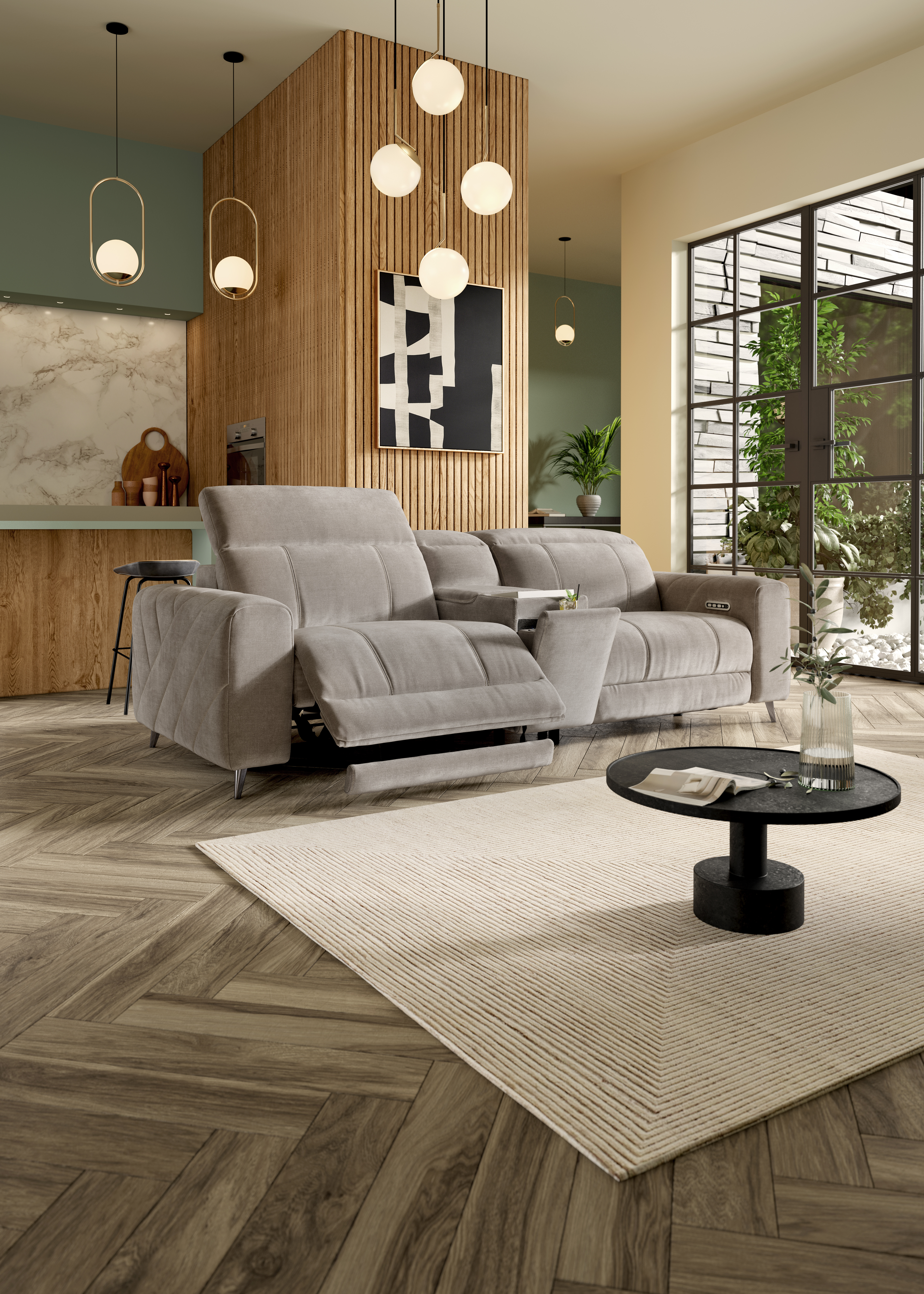 grey sofa in living room