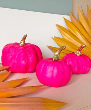 Painted pumpkins and halloween decor