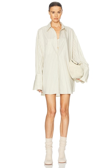 Pinstripe Poplin Oversized Shirt