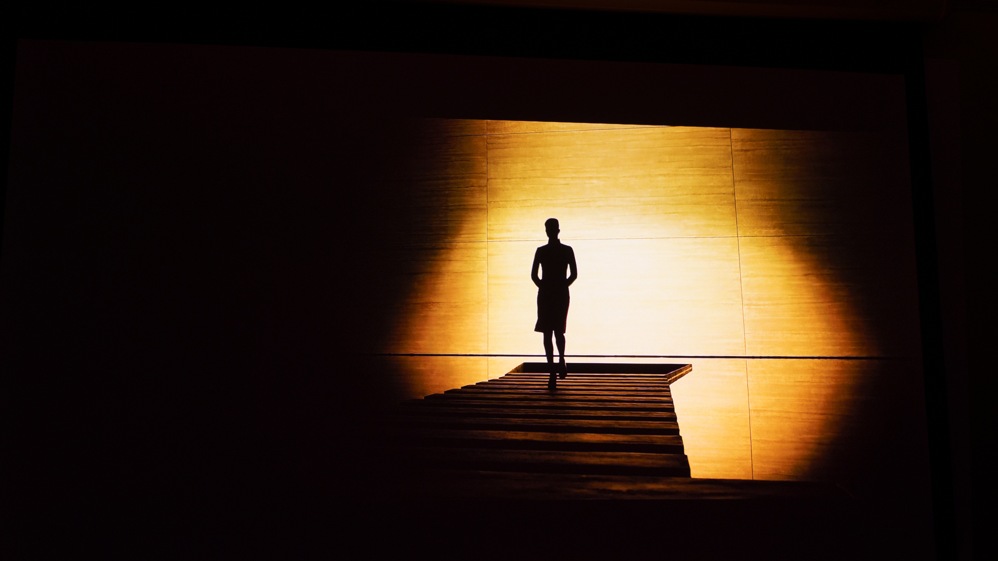 A picture projected on a screen by a JMGO N3 Ultimate projector