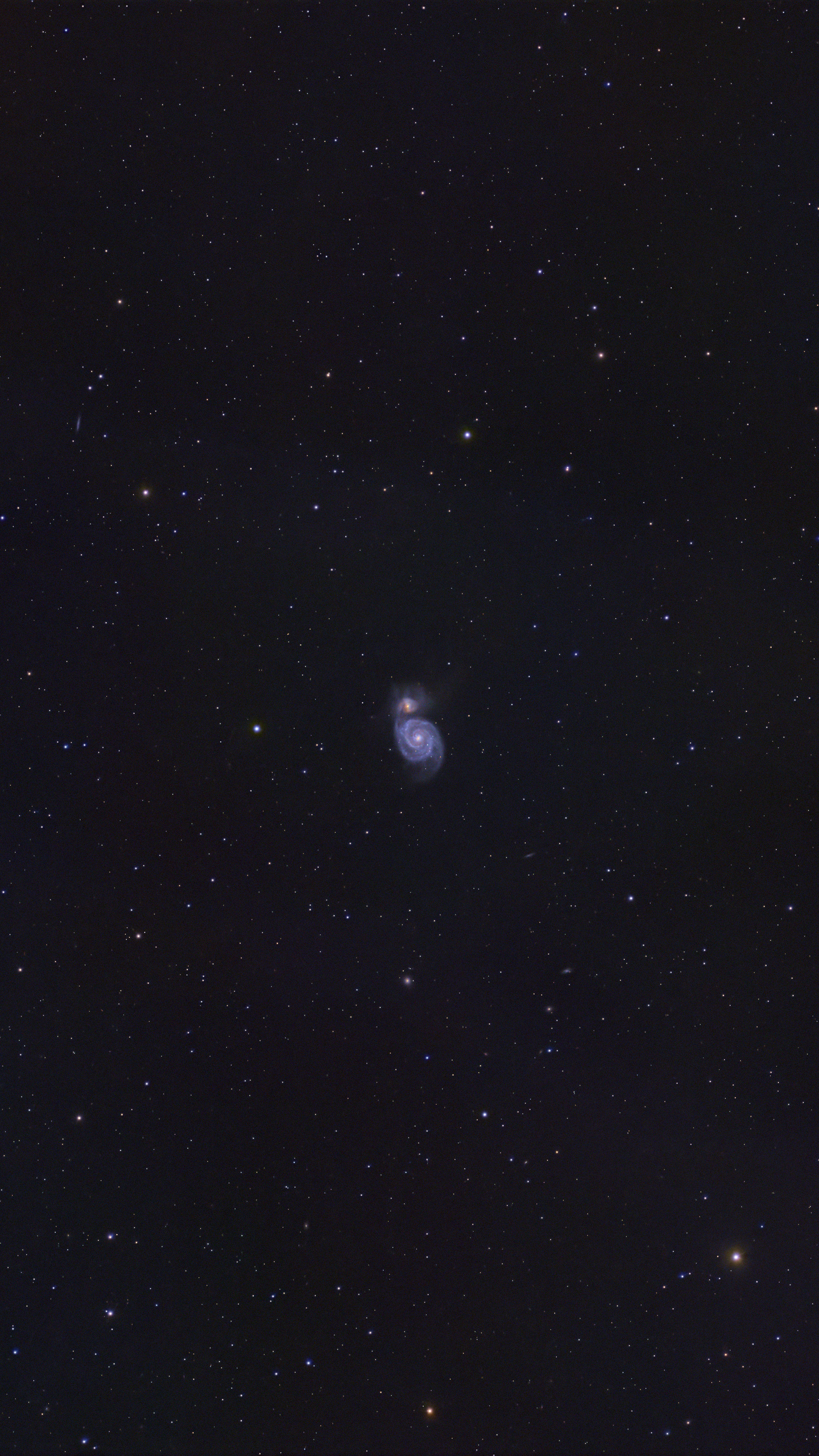 M51, the Whirlpool Galaxy, shot with the ZWO Seestar S30 Pro smart telescope and processed using Siril and Pixinsight