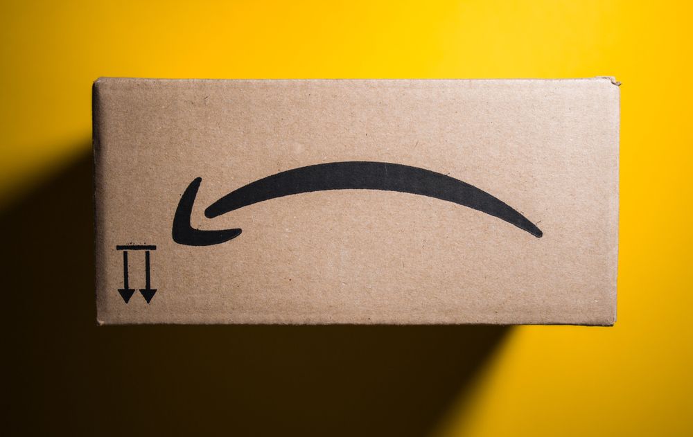 An upside down amazon box 