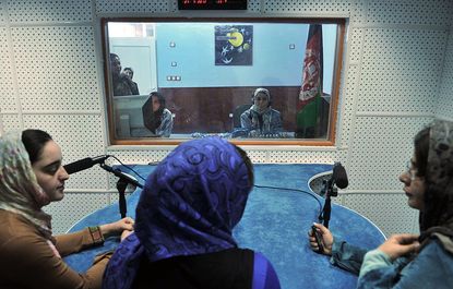 Female Afghan journalists.