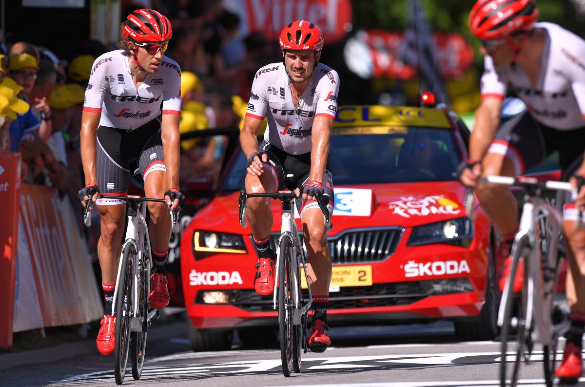 Koen de Kort and Markel Irizar helped Trek-Segafredo teammate John Degenkolb over the line