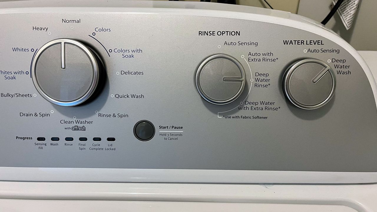 Whirlpool WTW4957PW 3.8 Cu. Ft. High Efficiency Top Load Washer being tested in writer's home