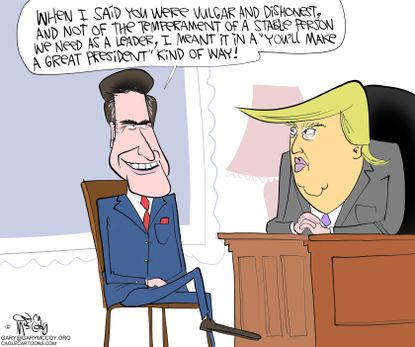 Political cartoon U.S. Donald Trump Mitt Romney secretary of state