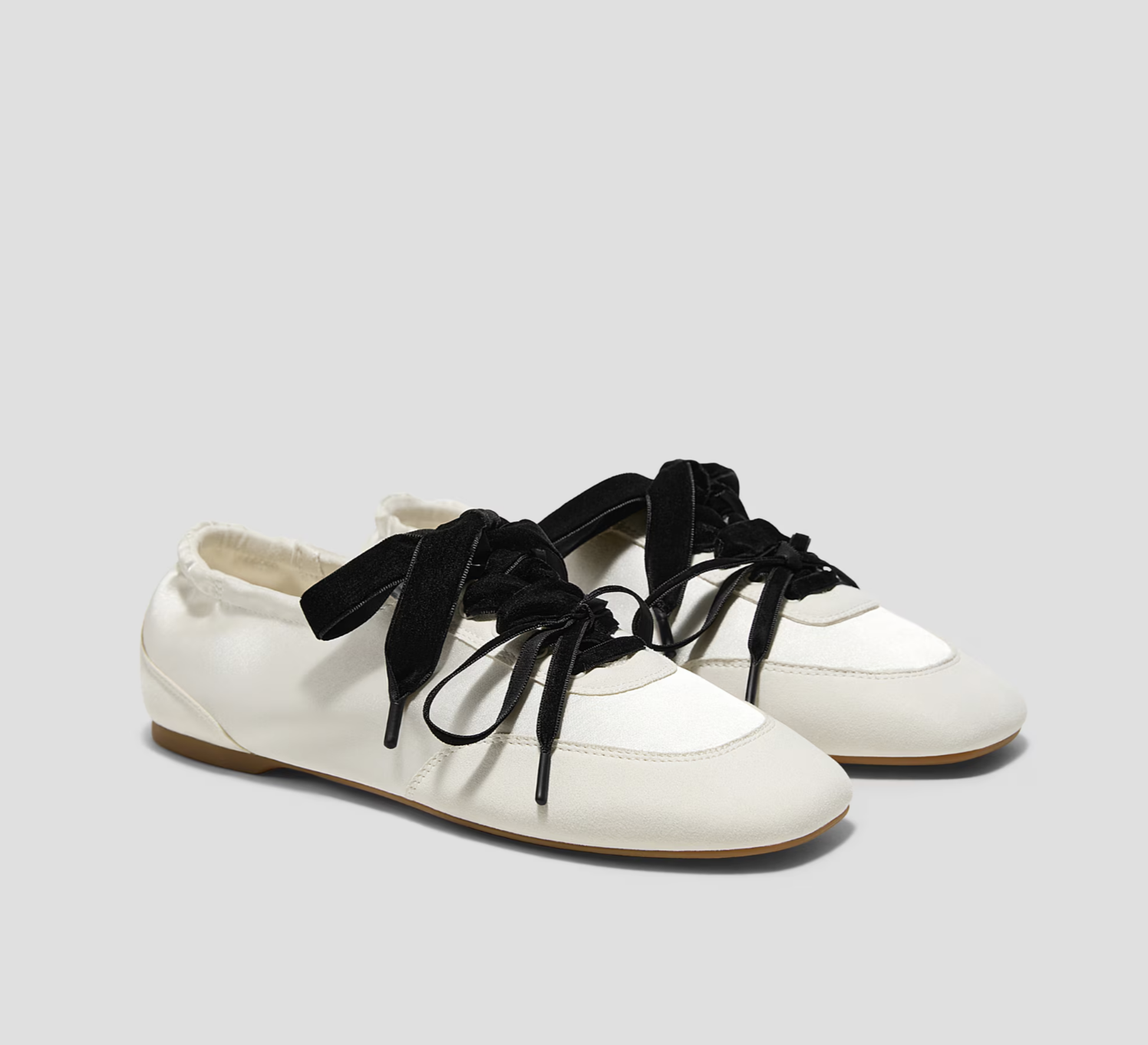 Black Swan &amp;times; VIVAIA Square-Toe Lace-Up Satin Sneakerinas