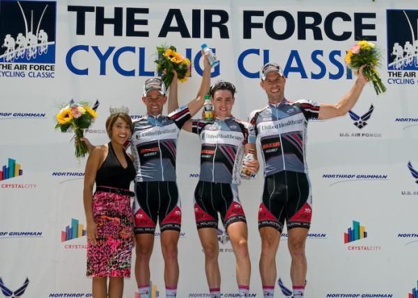 The United HealthCare-Maxxis podium (L-R): Hilton Clarke, Jacob Keough and Karl Menzies.