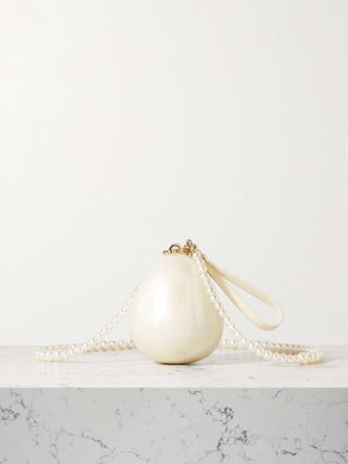 Micro Egg Faux Pearl-Embellished Acrylic Clutch