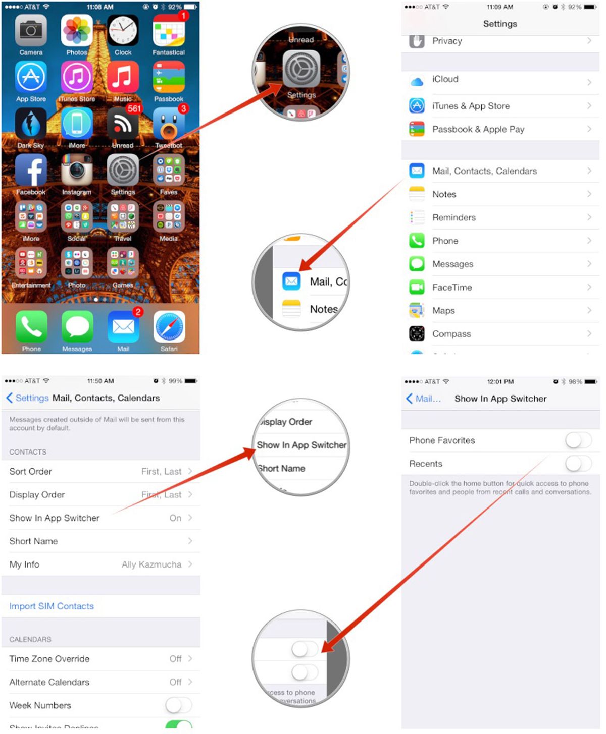 How to hide recent and favorite contacts on the app switcher screen iMore