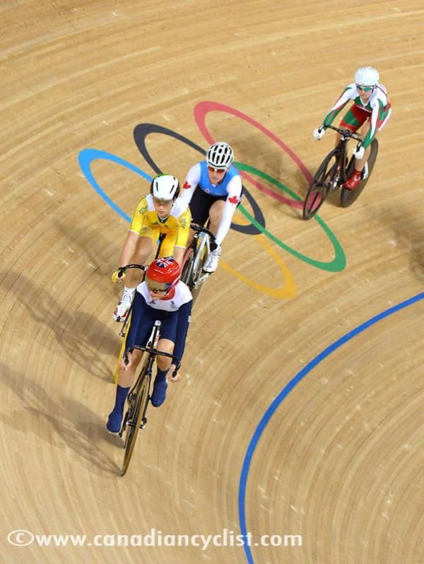 Laura Trott (Great Britain) leads in the Scratch race