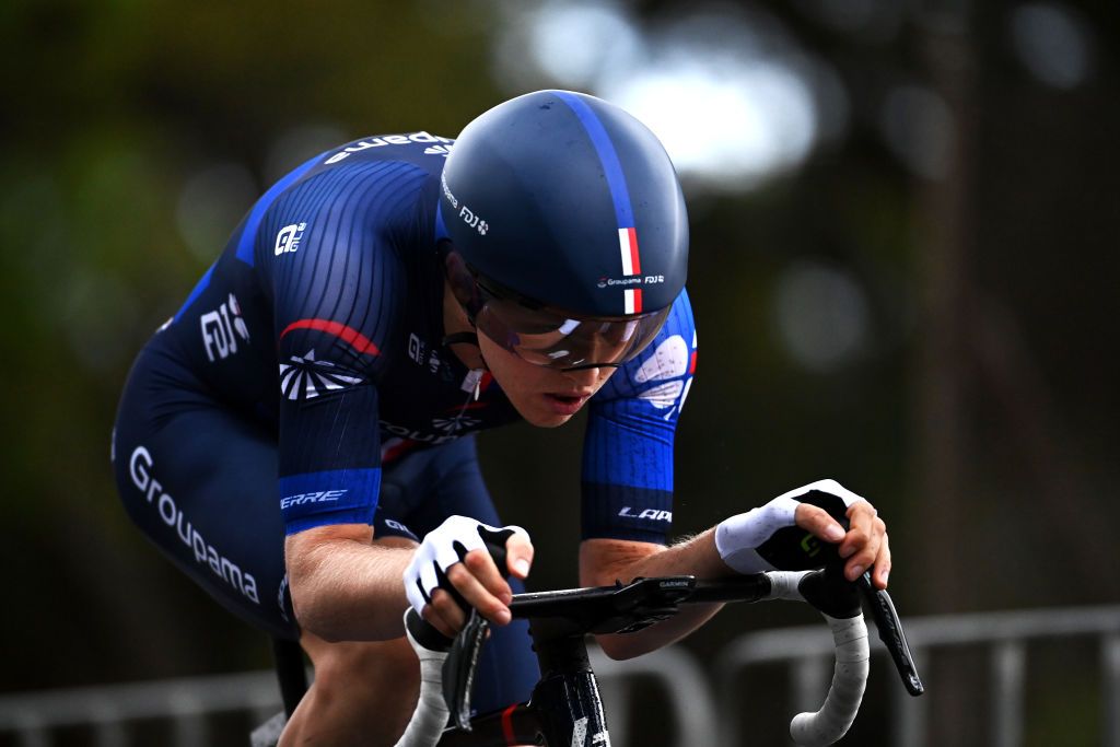 ADELAIDE AUSTRALIA JANUARY 17 Michael Storer of Australia and Team Groupama FDJ sprints during the 23rd Santos Tour Down Under 2023 Prologue a 55km individual time trial stage from River Torrens Karrawirra Parri Adelaide CBD to River Torrens Karrawirra Parri Adelaide CBD TourDownUnder WorldTour on January 17 2023 in Adelaide Australia Photo by Tim de WaeleGetty Images