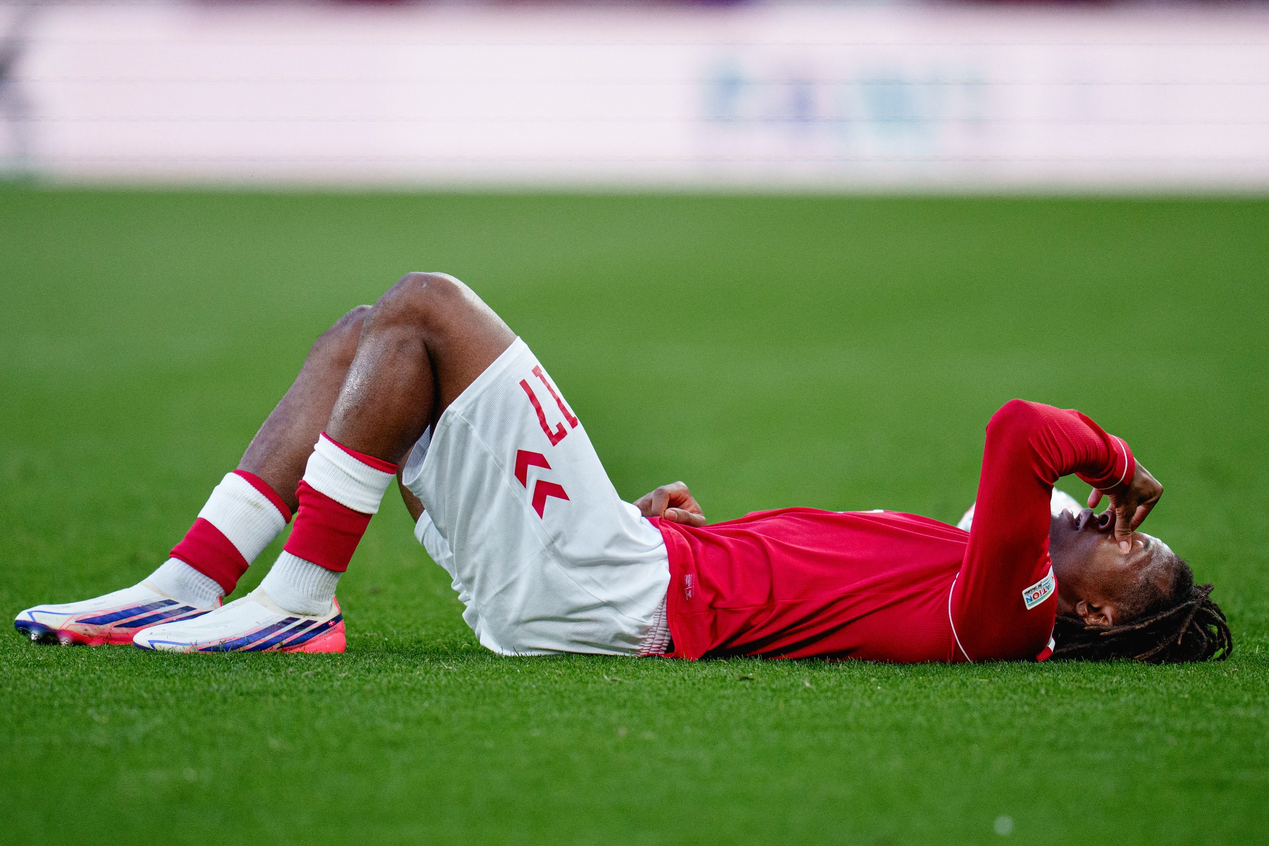 Manchester United's Patrick Dorgu picks up an injury on Denmark duty