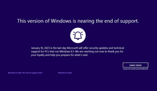 Windows 8.1 end of support warning