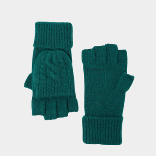 Oliver Bonas Teal Green Knitted Fingerless Gloves