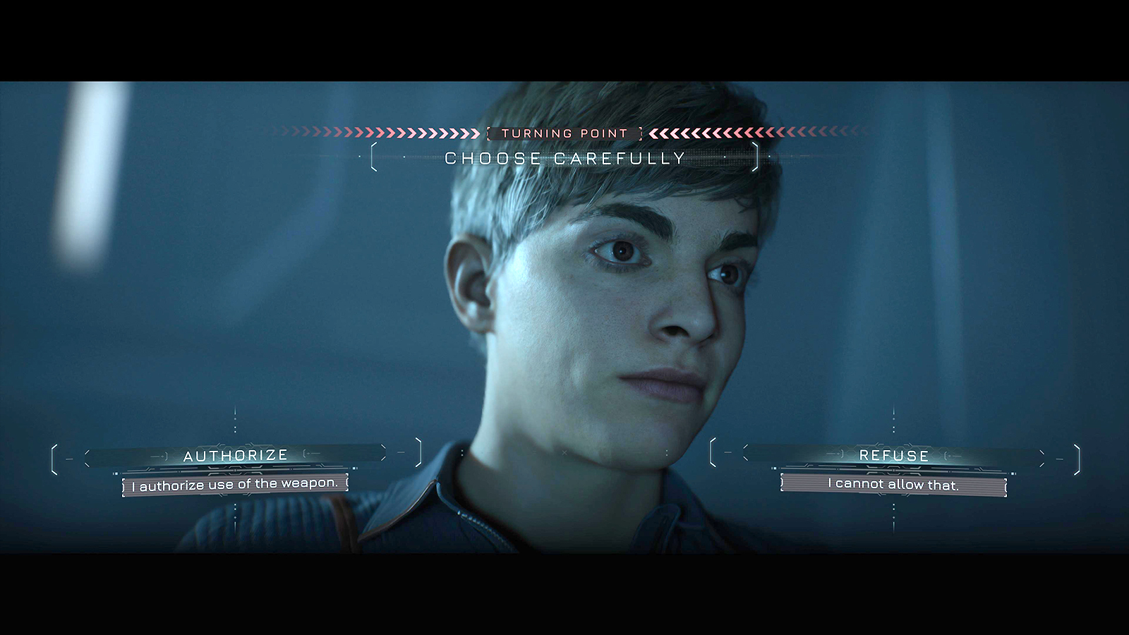 Screens from video game Directive 8020, people in a crashed space ship