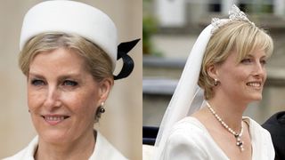 Sophie's wedding earrings worn on separate occasions