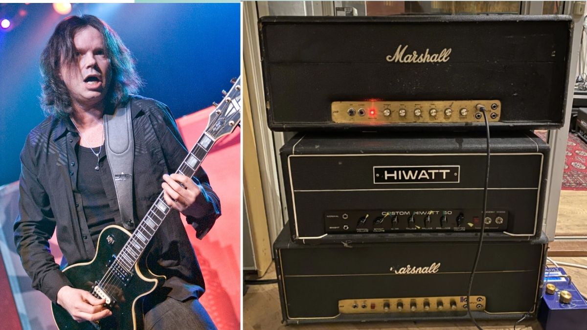 John Norum playing live, comped with a picture of Gary Moore's 1972 Marshall amp, which he bought at auction