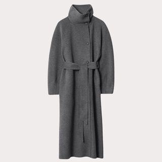 Funnel-Collar Wool Coat