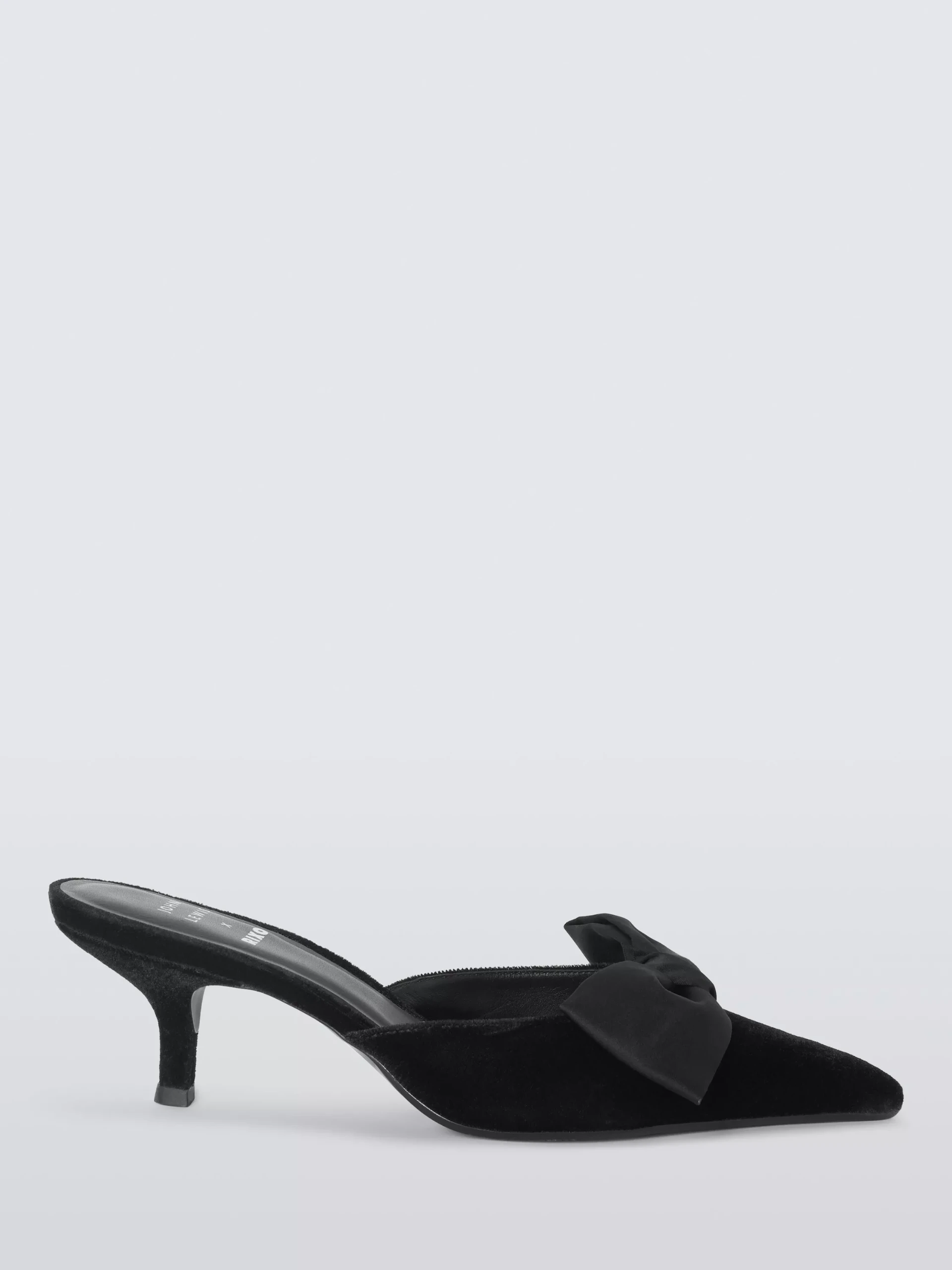 John Lewis X Rixo Nyra Velvet Open Back Bow Court Shoes, Black