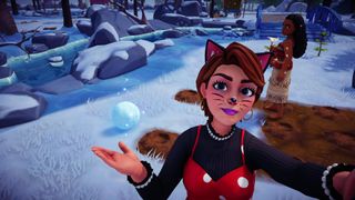 Taking a selfie with Disney Dreamlight Valley Snowballs