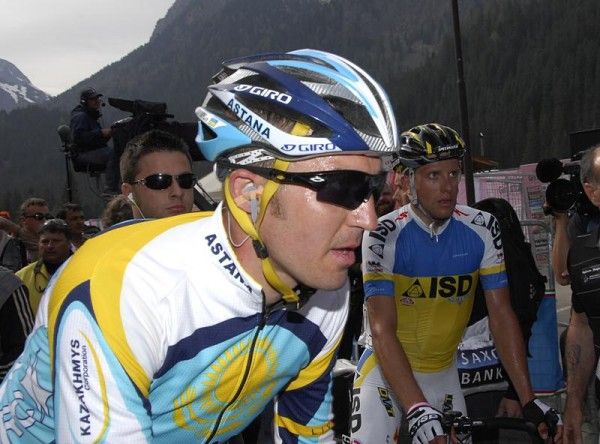 Yaroslav Popovych (Astana) following a hard day in the Dolomiti.