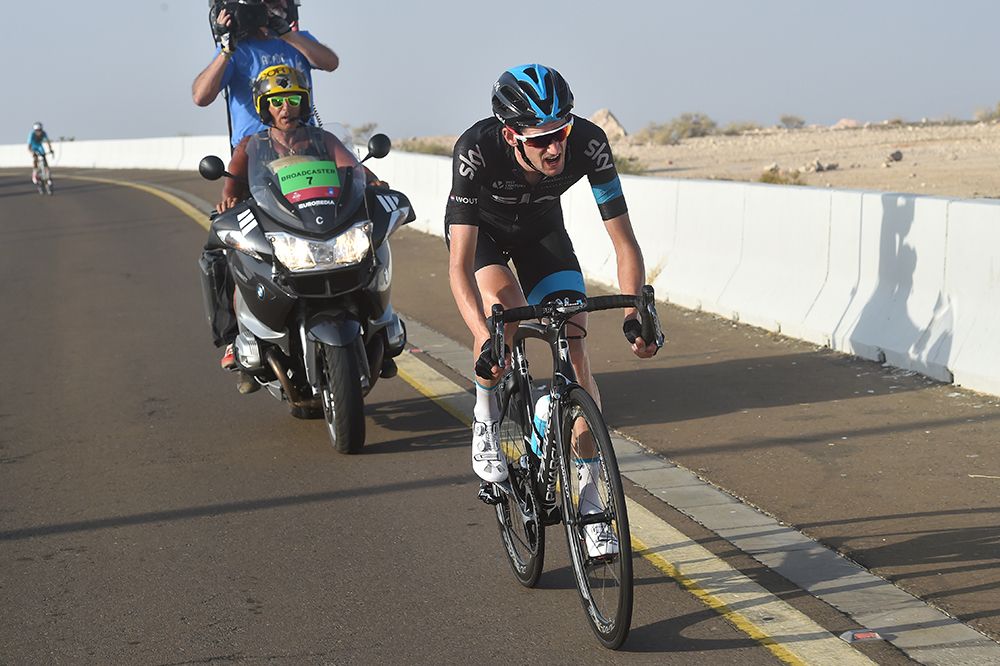 Wouter Poels (Team Sky) hunts down Esteban Chaves (Orica GreenEdge)