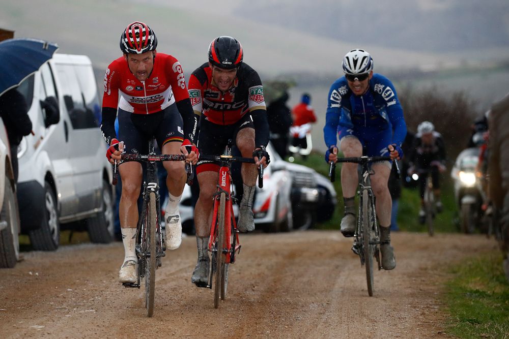 Tim Wellens (Lotto Soudal), Greg Van Avermaet (BMC) and Zdenek Stybar (Quick-Step Floors)