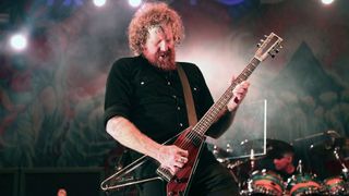 Brent Hinds of Mastodon performs at Rumsey Playfield, Central Park on May 19, 2015 in New York City