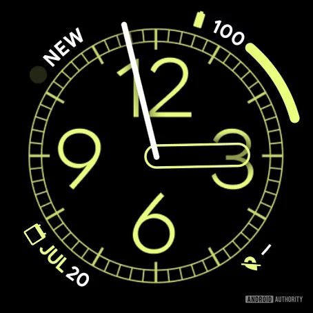 Pixel Watch 2 watch face showing the hour and second hands