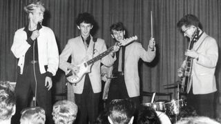 Hurricanes guitarist Johnny Byrne with his Antoria-badged LG-40, onstage in August 1961 with then-bandmate Ringo Starr