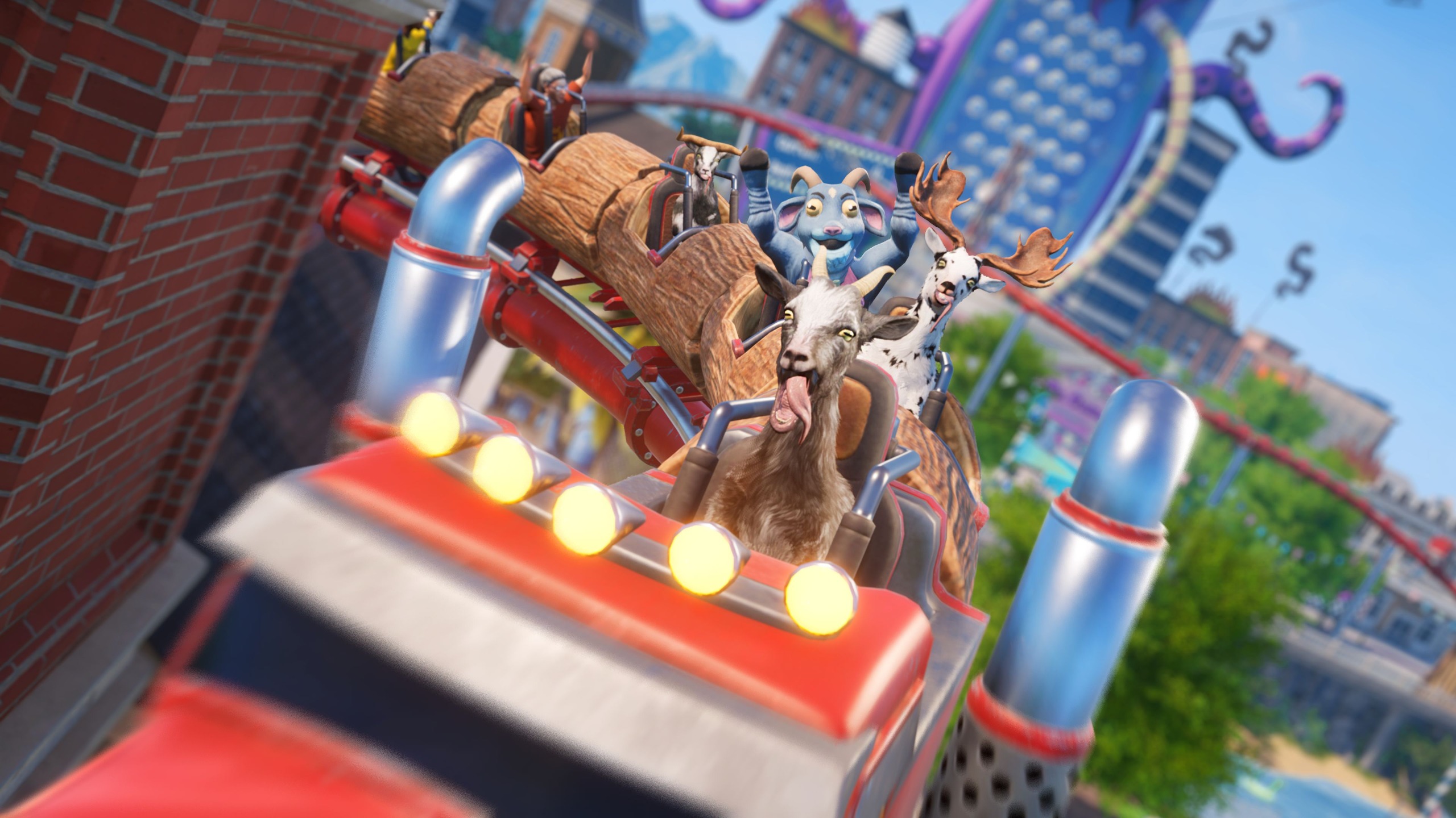 Images from Goat Simulator 3 Dizzyworld of a theme park