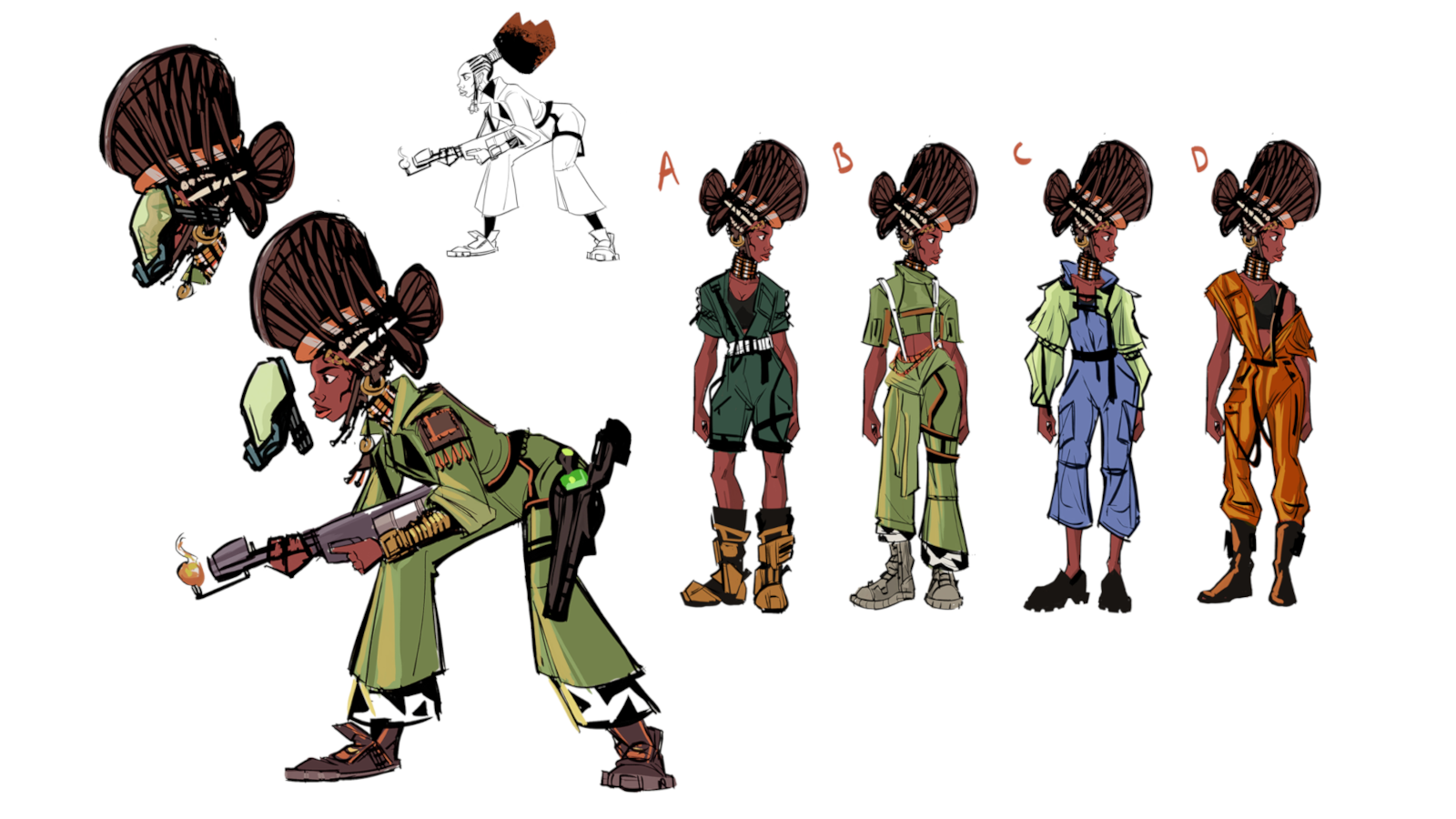 Design characters that fit into a story; cartoon characters