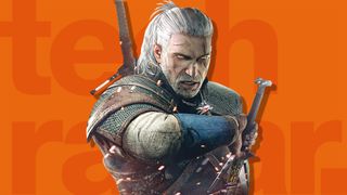 Best RPGs: The Witcher 3's Geralt on an orange background
