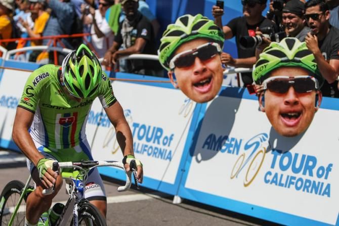 Peter Sagan (Cannondale) with his fans on the start line.