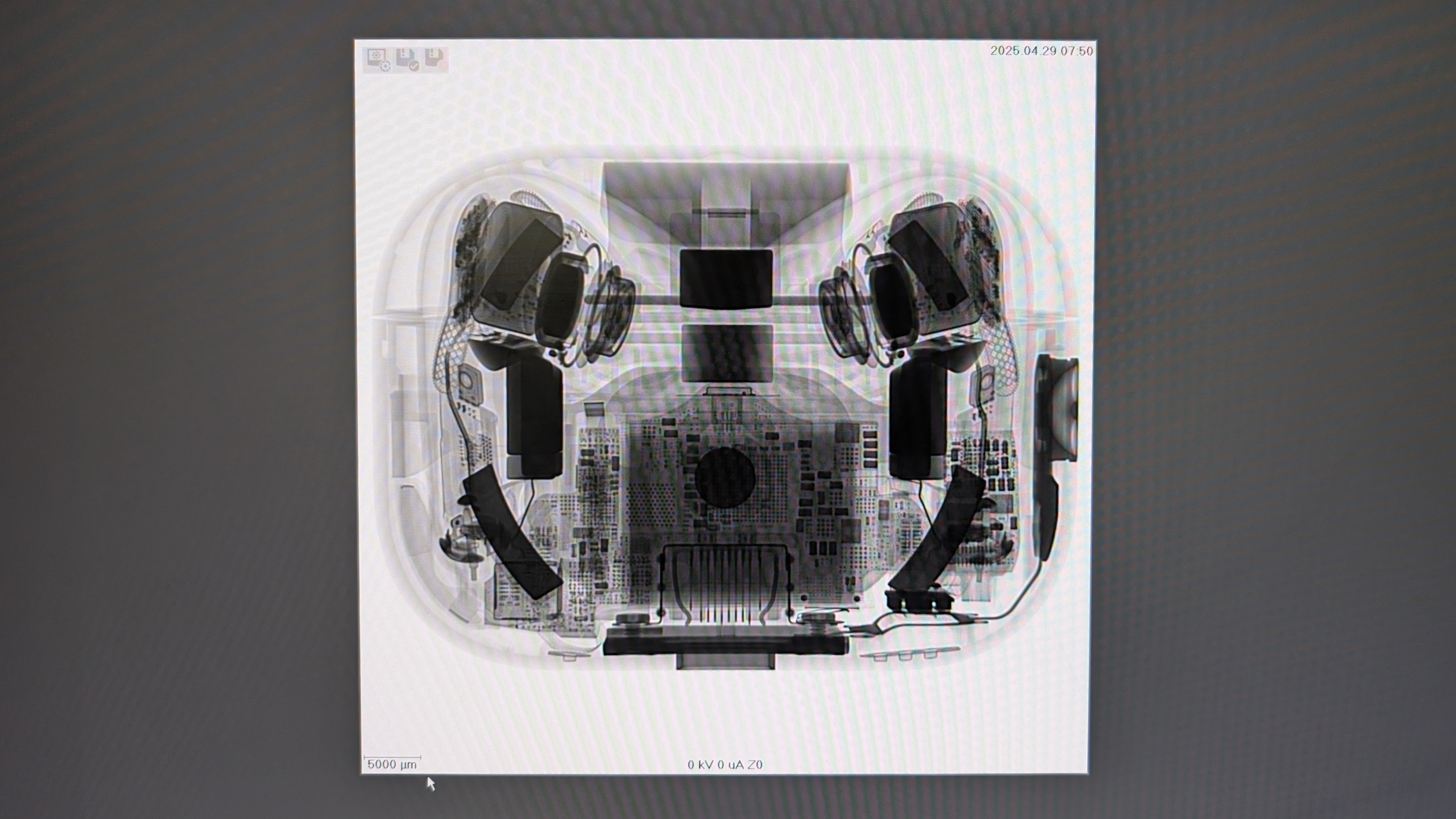 A CT scan of a pair of AirPods