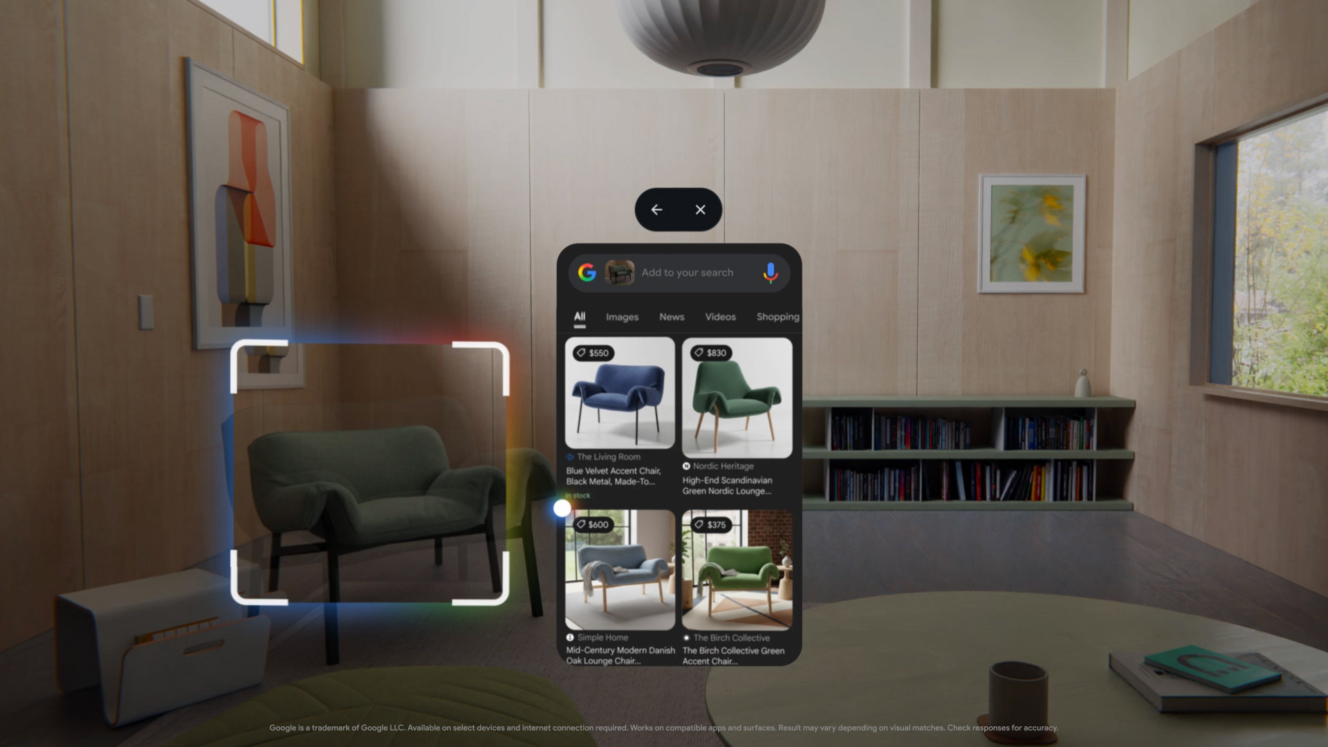 A screenshot showing Android XR using Circle to Search