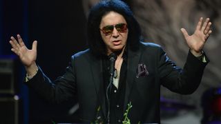 Gene Simmons at the funeral of Chuck Berry