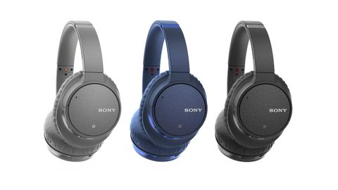 Sony WH-CH700N headphones review: a set of three Sony WH-CH700N headphones in grey, blue and black