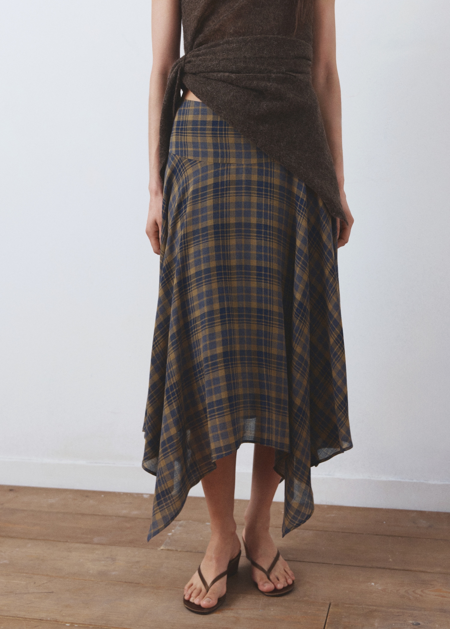 Checked Asymmetric Skirt - Women | Mango United Kingdom