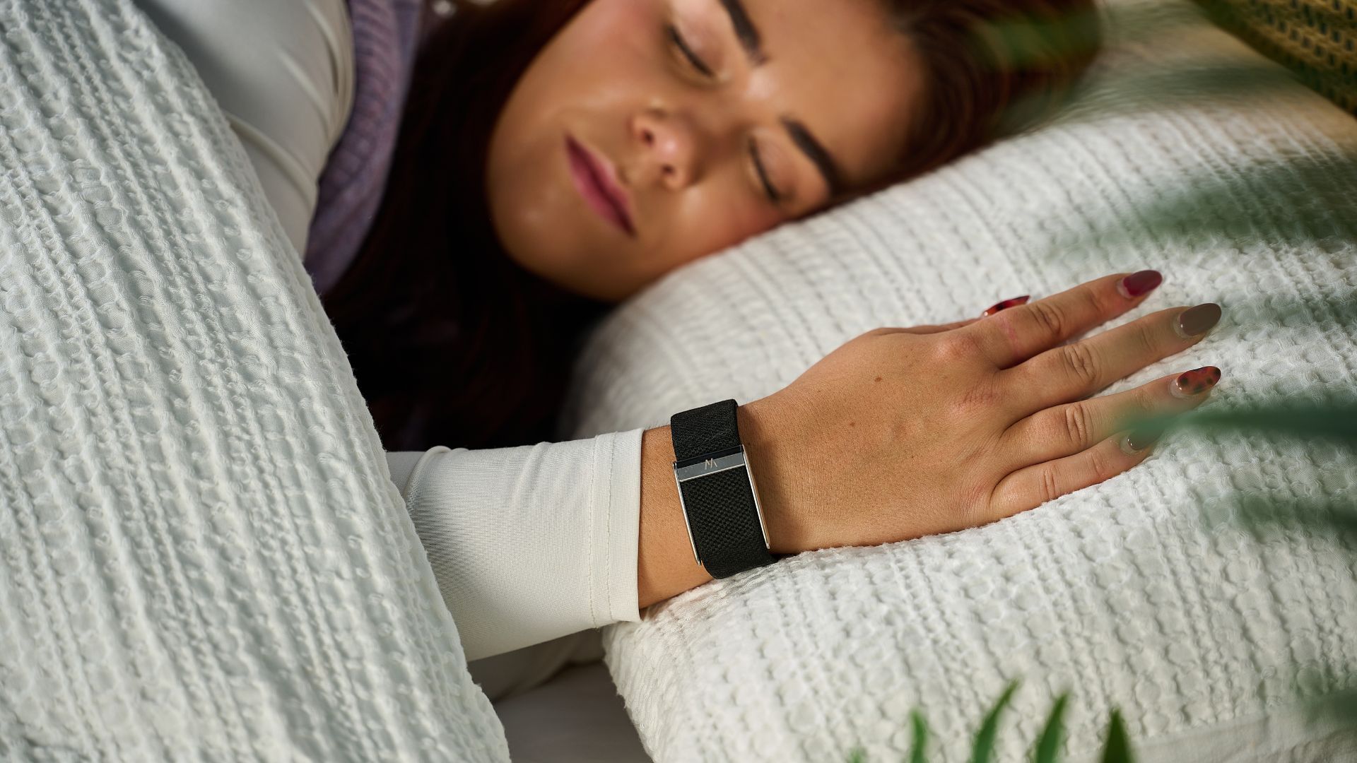 Our sleep tech tester testing the Whoop MG